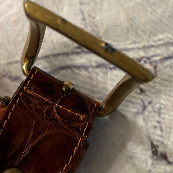 VEARI CROCODILE GENUINE LEATHER BROWN MENS BELT WITH GOLD TONE BUCKLE SIZE 36 - Picture 11 of 11